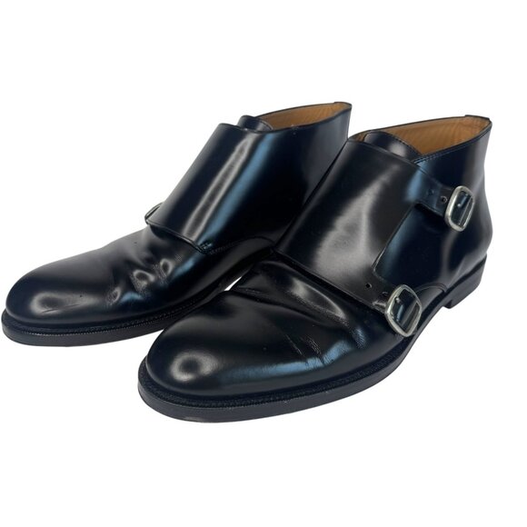 JIMMY CHOO Men Black Double Monk Strap Shiny Leather Chukka Boots Size US 12 main image 8